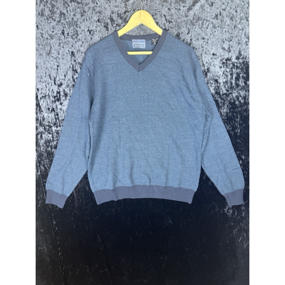 Florence‎ Tricot Wool Blend Crewneck Sweater Mens M Blue Tunisia